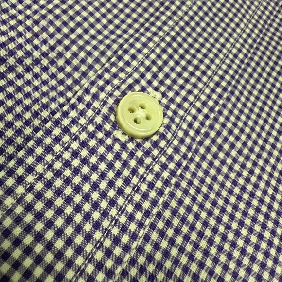 Garrison Bespoke Dress Shirt Hand Made in Toronto Check Blue Cotton Large - Picture 4 of 8